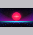 synthwave sunset background 80s sun perspective vector image