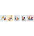 volunteers series - young people taking care vector image