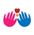 abstract hands and heart logo vector image