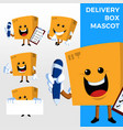 delivery box mascot character set logo icon vector image vector image