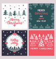doodle tree christmas cards and invitations hand vector image