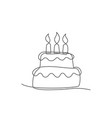 cake one line drawing on white background vector image