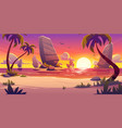 sunset on tropical beach scenery evening landscape vector image