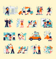 travel color icon set vector image