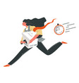 quick food delivery courier running with box vector image