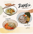 ramen collection hand draw sketch vector image