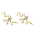 golden scissors cut ribbon on grand open ceremony vector image vector image