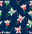 seamless background of the flying cheerful elves vector image