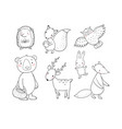 animals of the forest set with cute cartoon bears vector image