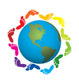 foot prints around the earth vector image vector image
