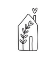scandi valentine line ethno logo house flower vector image