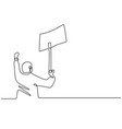 continuous one line drawing man holding blank vector image