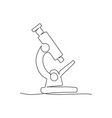 microscope one line drawing on white background vector image vector image