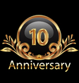 10 years anniversary birthday in gold vector image