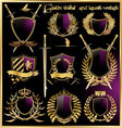 golden shield and laurel wreath vector image vector image