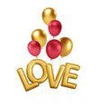 happy valentines day gold and red balloons vector image vector image