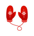 red mittens pair in flat vector image