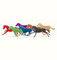 7 horses running cartoon graphic vector image vector image