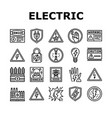 electric danger shock power icons set vector image