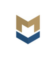 shield arrow security logo letter m military vector image