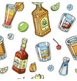 tequila and whiskey drink liquid seamless pattern vector image