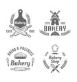 bakery and pastries black isolated emblems vector image