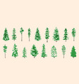 christmas trees fir textured ink brush vector image