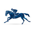 jockey riding horse cartoon sport graphic vector image vector image