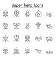 set super hero related line icons contains vector image vector image
