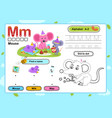alphabet letter m-mouse exercise with cartoon vector image