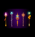 cartoon magic fantasy game trident weapon vector image