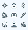 combat icons line style set with soldier vector image vector image