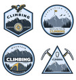 vintage colored mountain climbing emblems set vector image