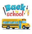 back to school sticker with bus isolated on white vector image