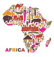 traditional symbols of africa in the form of a map vector image vector image