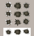 bullet and shotgun holes set vector image