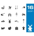 black farming icons set on white background vector image vector image