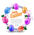 happy easter greeting card with round frame vector image