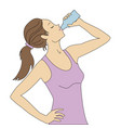 girl drinks water vector image vector image