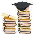 graduation cap and diploma lay vector image vector image