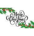 merry christmas greeting card new year holly vector image