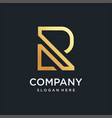 r logo with golden line art concept type r4 vector image
