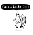 rooster outline talking hand lettering vector image vector image