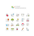 set flat line icons heart attack vector image