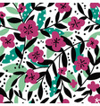 blooming flowers and foliage on twigs pattern vector image