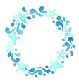 blue starfish and splash ocean wave wreath vector image