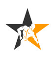 gym fitness logo or label icon sport bodybuilding vector image