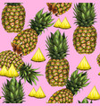 summer seamless pattern with hand-drawn pineapple vector image