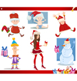 santa claus and christmas cartoon set vector image