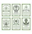 happy easter holiday card set with cross and dove vector image
